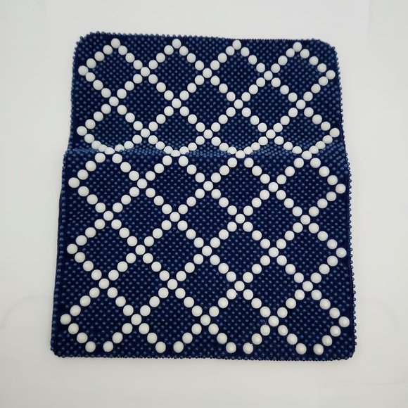 Vintage Beaded Clutch Bag, Designed by Mr. Jonas, Blue & White, Hong Kong - Picture 3 of 10